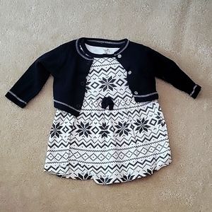 Baby Girls Organic Cotton Dress and Cardigan